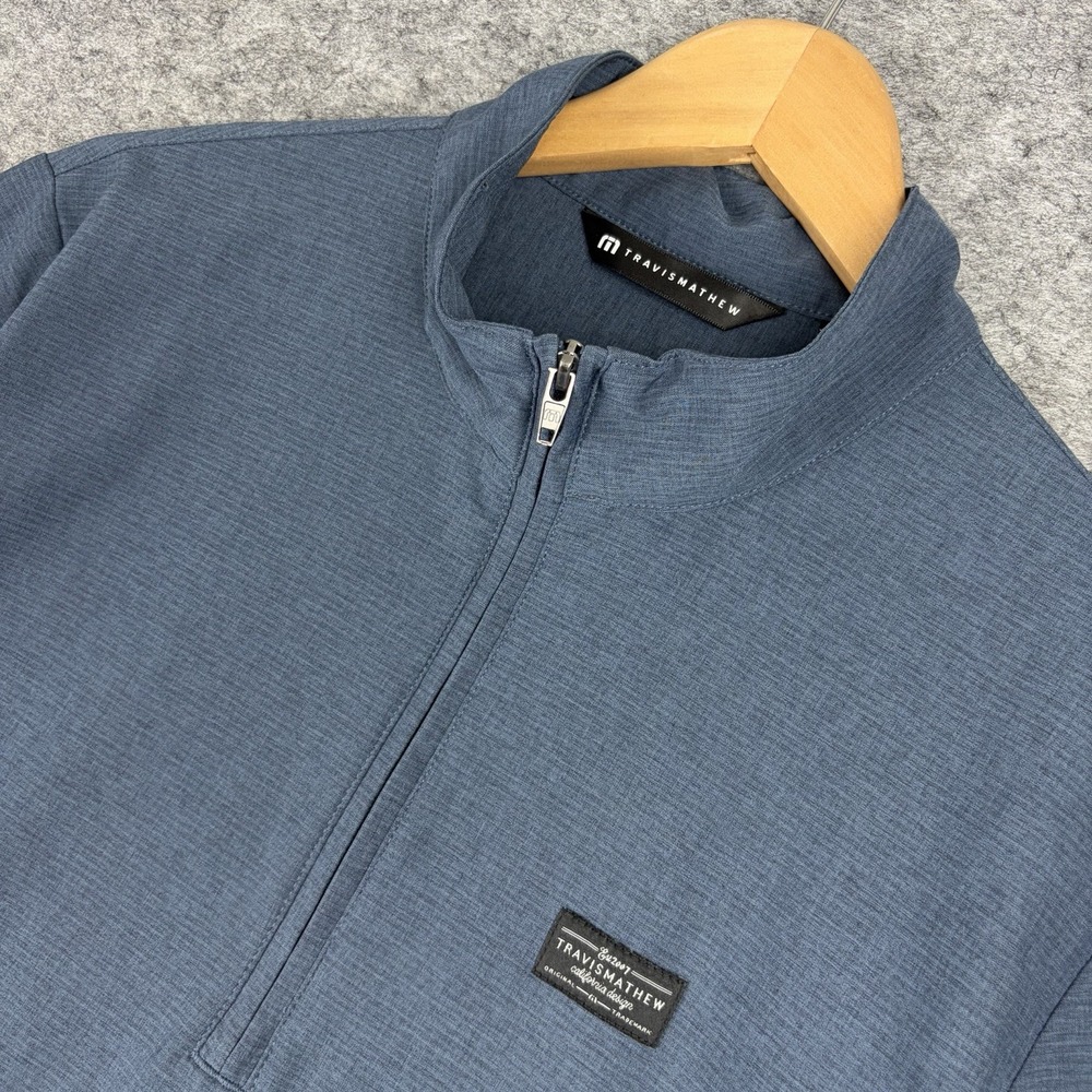 Travis Mathew Blue Hello Tour Golf 1/4 Zip Pullover Mens Medium - Picture 2 of 9